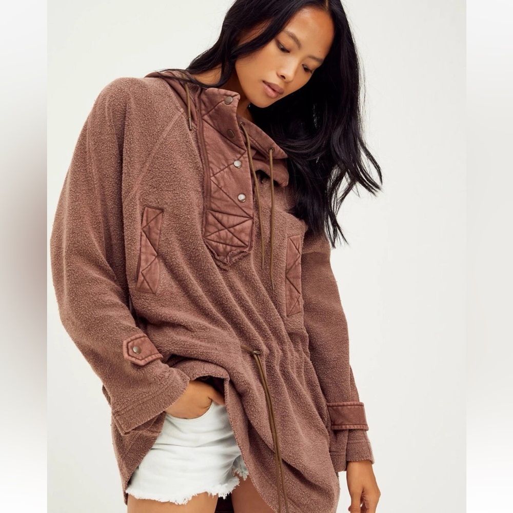 Free People Brown Hooded Jacket